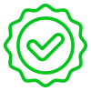 Green checkmark with gear icon around it.
