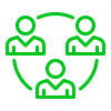 green outline of three people in a circle